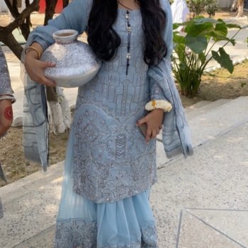 Ice blue outfit kameez