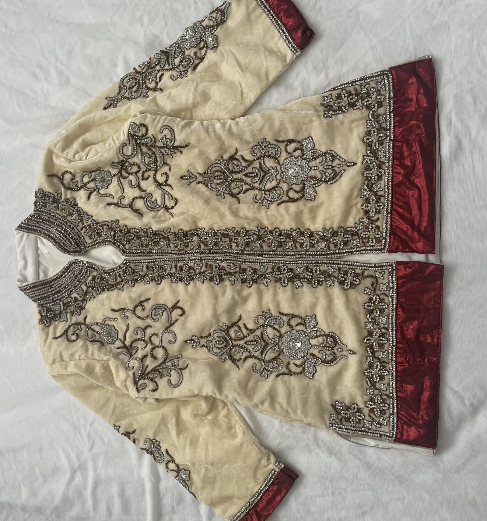 cream velvet short jacket top